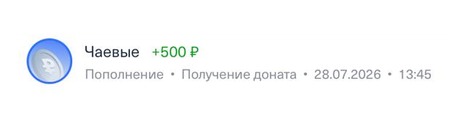Донат +500 ₽, 28.07.2026, 13:45